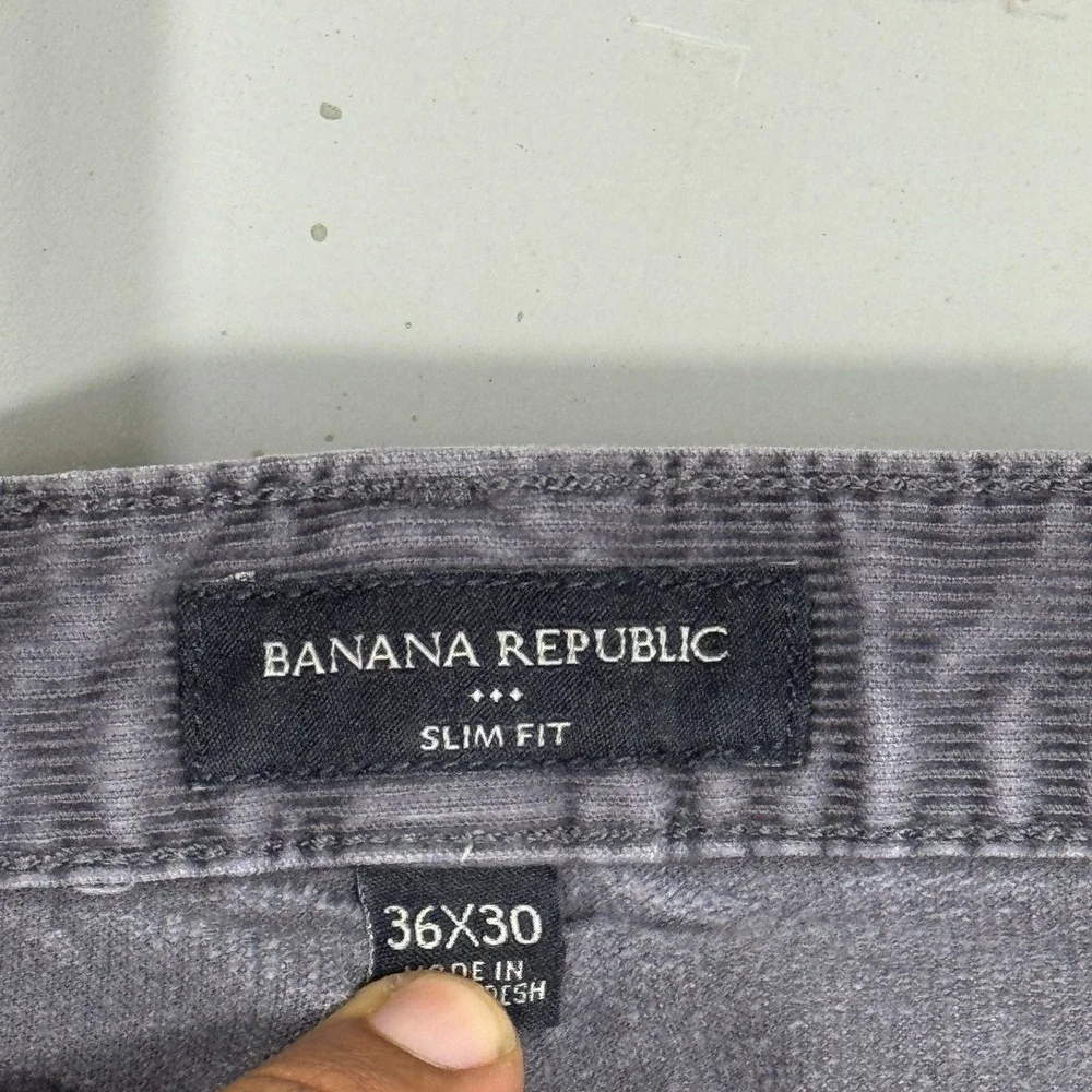 Banana Republic Mens Corduroy Pants Gray Slim‎ Fit Straight Leg Size 36x30
